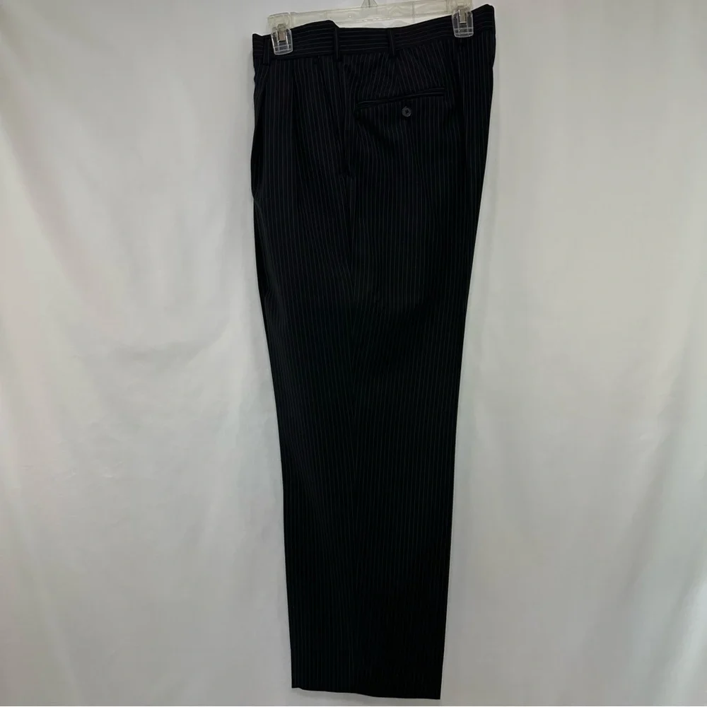 Andrew Fezza Worsted Wool Tonal Charcoal Gray Pinstripe Two-Piece Suit Mens 43S